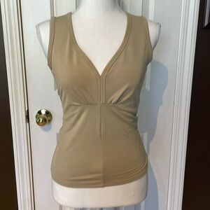 One Step Ahead Tan Sleeveless Empire Waist Top. Small